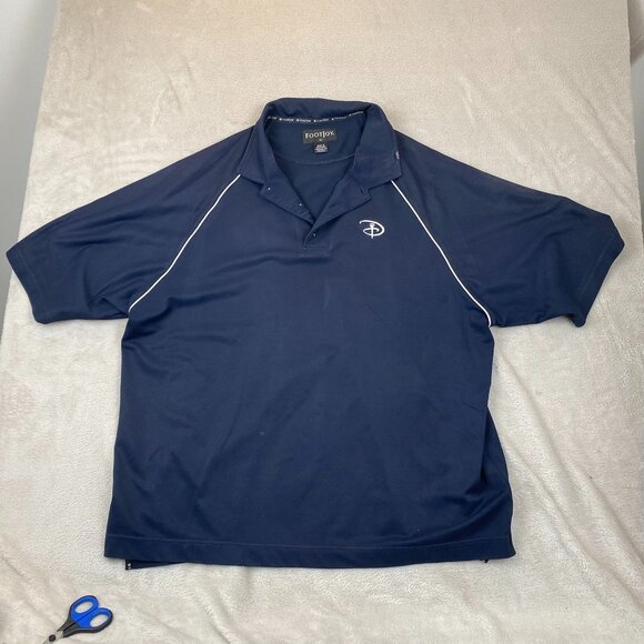 FootJoy Mens Polo Shirt Size XL Short Sleeve Golf Pullover Casual Travel Navy - Picture 6 of 7